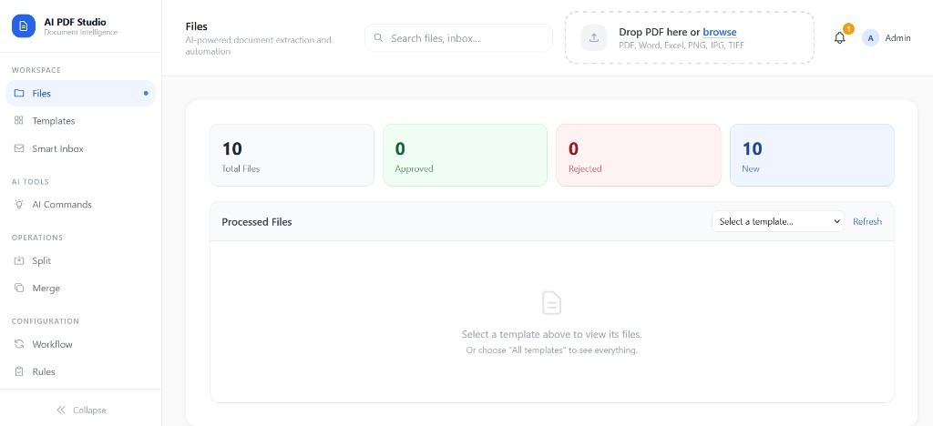 AI Scanner document intelligence dashboard